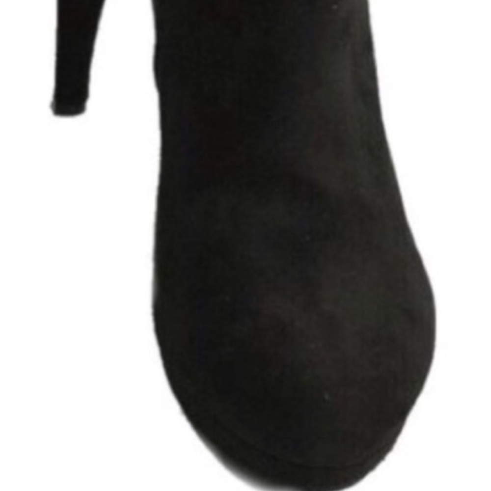 Black Faux Suede Side Bow Heel Ankle Bootie Boots NWT - Picture 5 of 9